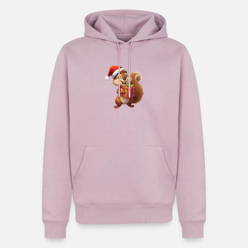 Weihnachts-Eichhörnchen mit Geschenk - Männer Premium Bio Hoodie - Altrosa