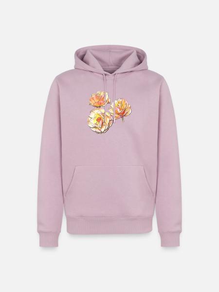 Drei gelbe rosa Rosenblüten Buntstiftzeichnung - Männer Premium Bio Hoodie - Altrosa