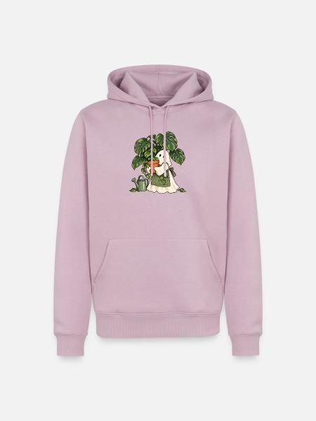 Geist mit Zimmerpflanze - Männer Premium Bio Hoodie - Altrosa