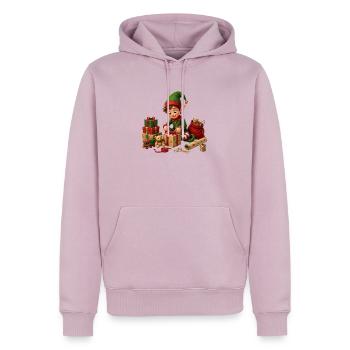 Elfen, der Weihnachten und Geschenke einpackt - Männer Premium Bio Hoodie - Altrosa - Vorne - Nico (187cm)