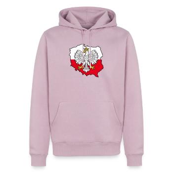 Polnischer Adler auf der zweifarbigen Karte Polens - Männer Premium Bio Hoodie - Altrosa - Vorne - Nico (187cm)