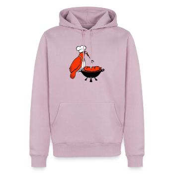 Oiseau griller des saucisses griller délicieusement manger des saucisses - Sweat à capuche Premium bio Homme - rose poudré - Devant - Nico (187cm)