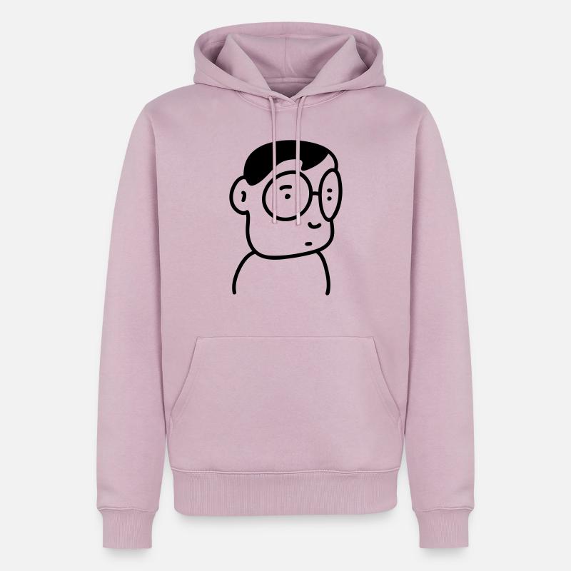 Schüchterner Nerd mit Brille - line - Männer Premium Bio Hoodie - Altrosa