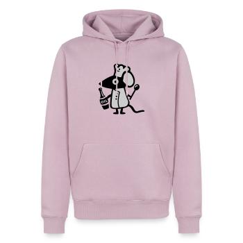 Maus Koch - Ratte - Männer Premium Bio Hoodie - Altrosa - Vorne - Nico (187cm)
