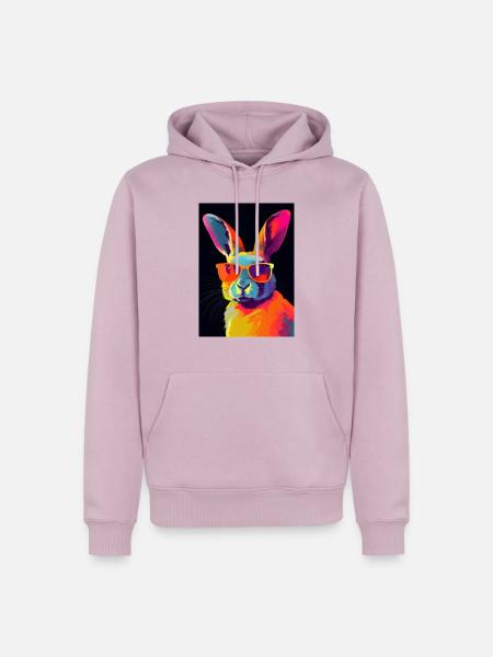Rabbit with Sunglasses - Männer Premium Bio Hoodie - Altrosa