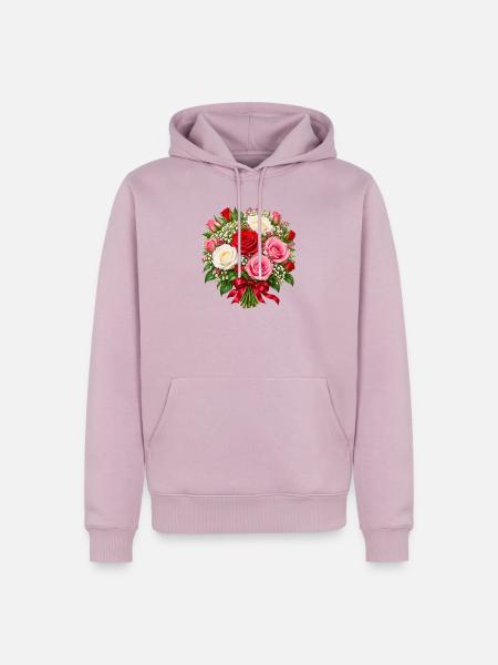 Romantischer Rosenstrauß mit Band - Männer Premium Bio Hoodie - Altrosa