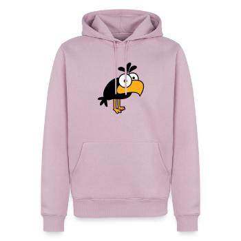 Rabe Comic Vogel steht guckt lustig Cartoon Humor - Männer Premium Bio Hoodie - Altrosa - Vorne - Nico (187cm)