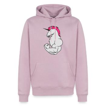 bodybuilding_einhorn_02 - Männer Premium Bio Hoodie - Altrosa - Vorne - Nico (187cm)