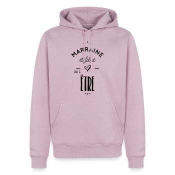 Marraine fière - Sweat à capuche Premium bio Homme - rose poudré - Devant - Nico (187cm)