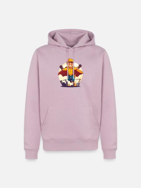 Bauhelden Superheld Bauarbeiter Held der Baustelle - Männer Premium Bio Hoodie - Altrosa