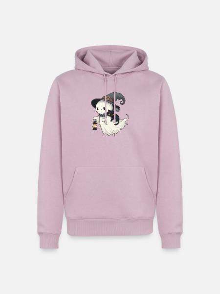 Süßer Hexengeist mit Schwarzer Katze - Männer Premium Bio Hoodie - Altrosa