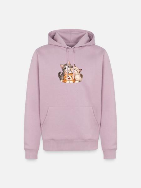 Kätzchen Trio Kuschelfreude - Männer Premium Bio Hoodie - Altrosa
