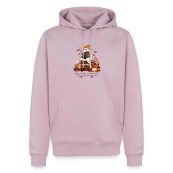Halloween Geist mit Katze für Buch Liebhaber - Männer Premium Bio Hoodie - Altrosa - Vorne - Nico (187cm)
