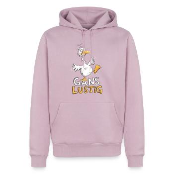 Gans lustig – Lustige Gans Wortspiel Cartoon - Männer Premium Bio Hoodie - Altrosa - Vorne - Nico (187cm)