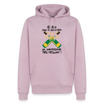 40 ans bouteille petillant anniversaire - Sweat à capuche Premium bio Homme - rose poudré - Devant - Nico (187cm)