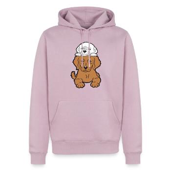 2 chiots chiens couchés sur le dessus deux amis duo - Sweat à capuche Premium bio Homme - rose poudré - Devant - Nico (187cm)
