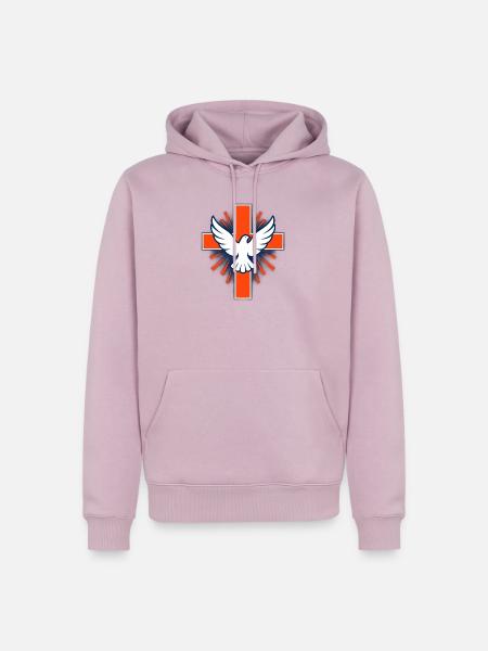 Taube über Kreuz Strahlenlogo - Männer Premium Bio Hoodie - Altrosa