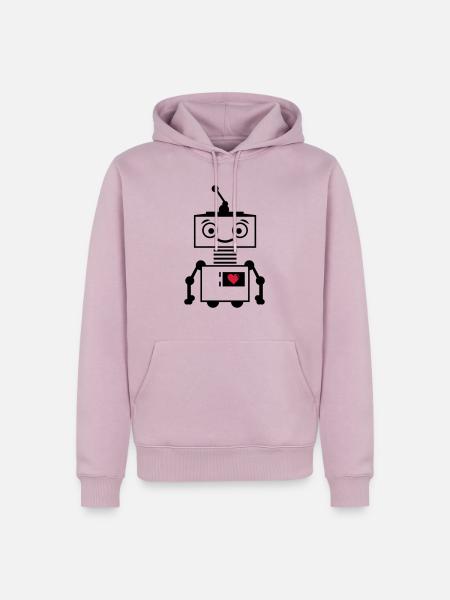 roboter_herz_2 - Männer Premium Bio Hoodie - Altrosa