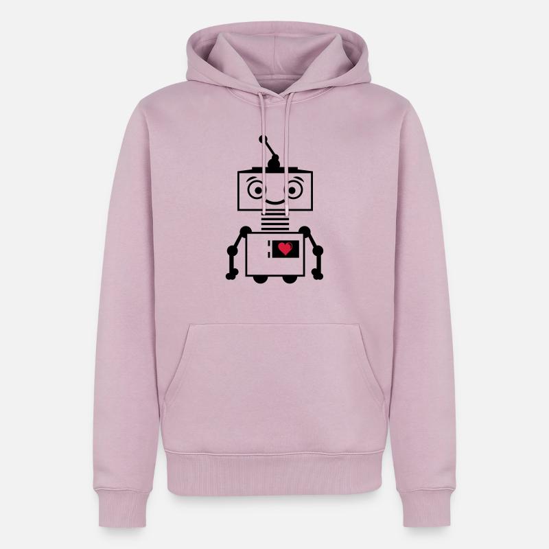 roboter_herz_2 - Sweat à capuche Premium bio Homme - rose poudré