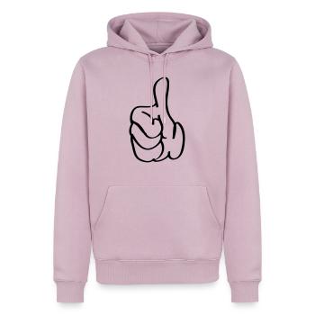 daumen_hoch_1 - Sweat à capuche Premium bio Homme - rose poudré - Devant - Nico (187cm)