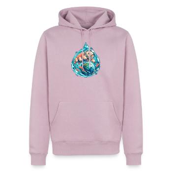 Kleine Tardigrade Kosmische Reise - Männer Premium Bio Hoodie - Altrosa - Vorne - Nico (187cm)