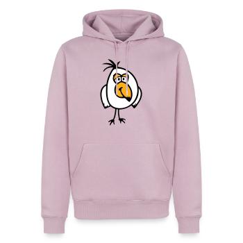 Perruche, perroquet, petit moineau, oiseau souriant - Sweat à capuche Premium bio Homme - rose poudré - Devant - Nico (187cm)
