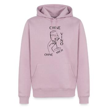 Ohne VINO ohne mich Shirt - Männer Premium Bio Hoodie - Altrosa - Vorne - Nico (187cm)