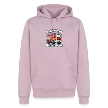 Nachwuchs Feuerwehrmann mit Feuerwehrauto - Männer Premium Bio Hoodie - Altrosa - Vorne - Nico (187cm)