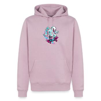 Neon Geist auf Skateboard - Männer Premium Bio Hoodie - Altrosa - Vorne - Nico (187cm)