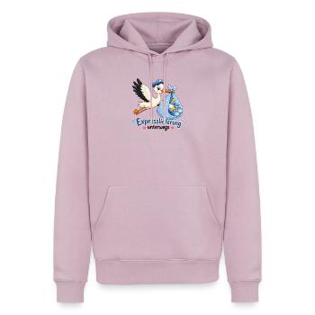 Expresslieferung Babyankündigung Schwangerschaft - Männer Premium Bio Hoodie - Altrosa - Vorne - Nico (187cm)