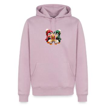 Zwei Pinguine Weihnachtstraum - Männer Premium Bio Hoodie - Altrosa - Vorne - Nico (187cm)