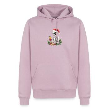 Skelett mit Santa Hut Cocktail - Männer Premium Bio Hoodie - Altrosa - Vorne - Nico (187cm)