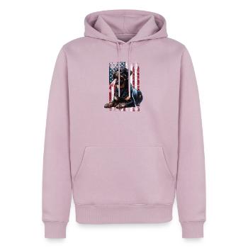 Rottweiler US Flagge - Männer Premium Bio Hoodie - Altrosa - Vorne - Nico (187cm)