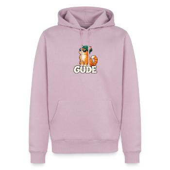 Beanie-Katzenguide mit Sonnenbrille - Männer Premium Bio Hoodie - Altrosa - Vorne - Nico (187cm)