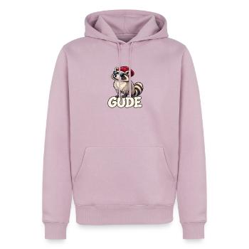 Raccoon Gude mit Sonnenbrille - Männer Premium Bio Hoodie - Altrosa - Vorne - Nico (187cm)