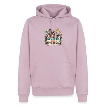 WASCHBÄREN GEGEN INTOLERANZ - Männer Premium Bio Hoodie - Altrosa - Vorne - Nico (187cm)