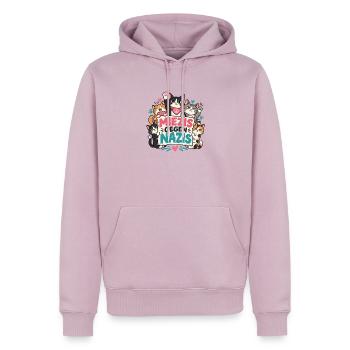 Miezis gegen Nazis – Katzenhalter gegen Rechts - Männer Premium Bio Hoodie - Altrosa - Vorne - Nico (187cm)