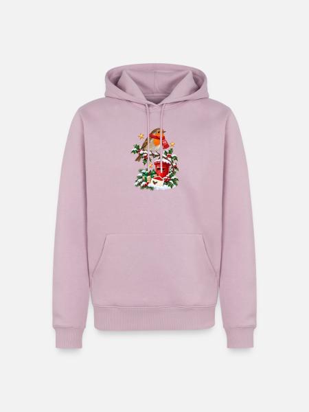 Weihnachts-Robin und roter Briefkasten - Männer Premium Bio Hoodie - Altrosa