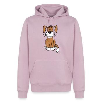 chien assis mignon petit chiot heureux animal de compagnie - Sweat à capuche Premium bio Homme - rose poudré - Devant - Nico (187cm)