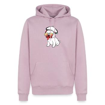 Dummer Zungen-Mops - Männer Premium Bio Hoodie - Altrosa - Vorne - Nico (187cm)