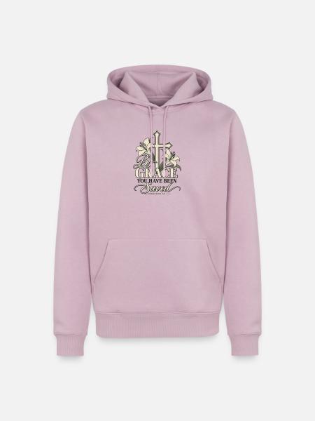 By Grace – Kreuz und Lilien - Männer Premium Bio Hoodie - Altrosa