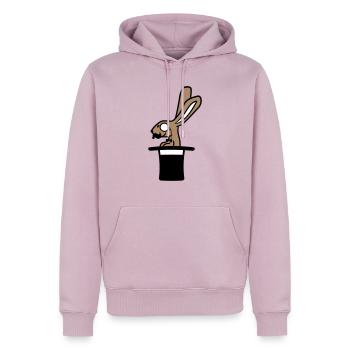 Sir Rabbit Monocle Lunettes Barbe Chapeau Haut de Forme Sorcier - Sweat à capuche Premium bio Homme - rose poudré - Devant - Nico (187cm)