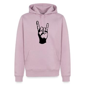 symbole hard rock signe 230723 - Sweat à capuche Premium bio Homme - rose poudré - Devant - Nico (187cm)