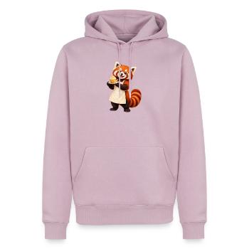 Red Panda Baker mit Cupcake - Männer Premium Bio Hoodie - Altrosa - Vorne - Nico (187cm)