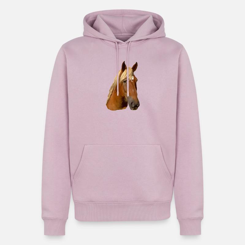 Pferd frontal - Männer Premium Bio Hoodie - Altrosa