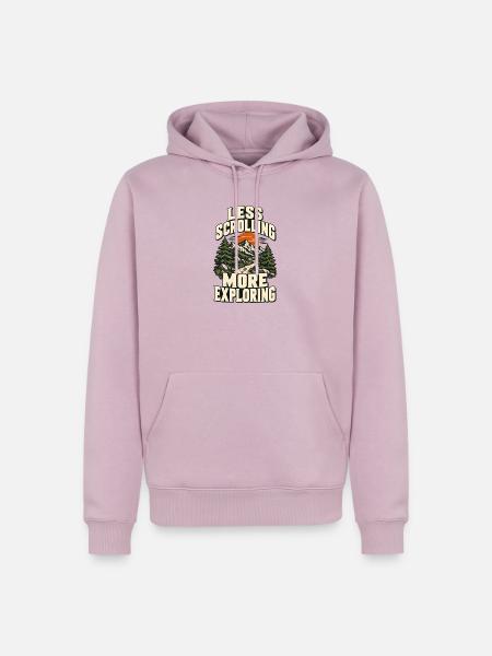 Weniger Scrollen Mehr Entdecken - Männer Premium Bio Hoodie - Altrosa