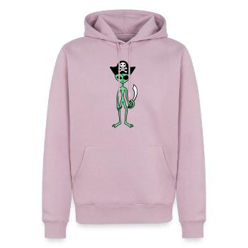 Alien Pirate Capitaine Casquette Drôle Alien - Sweat à capuche Premium bio Homme - rose poudré - Devant - Nico (187cm)
