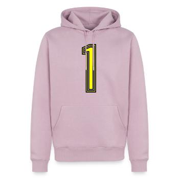 1 - Sweat à capuche Premium bio Homme - rose poudré - Devant - Nico (187cm)