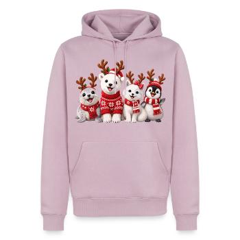 Fröhliche Weihnachtstiere mit Rentiergeweih - Männer Premium Bio Hoodie - Altrosa - Vorne - Nico (187cm)