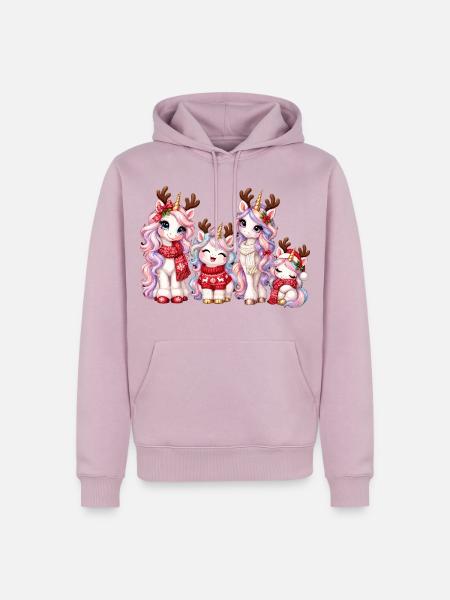 Weihnachts-Einhörner mit Rentiergeweih - Männer Premium Bio Hoodie - Altrosa